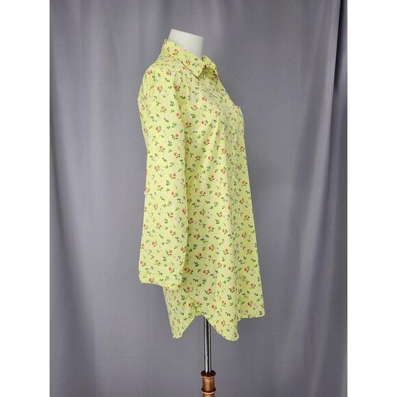Victoria Secret Shirt Womens Extra Small Yellow Floral Button Front Sleep - Picture 3 of 16